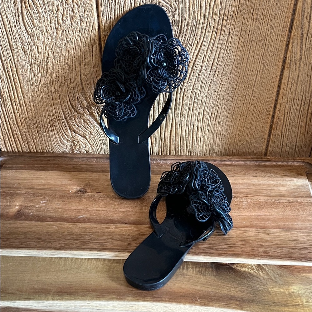 Melissa Black Floral Women's Sandals